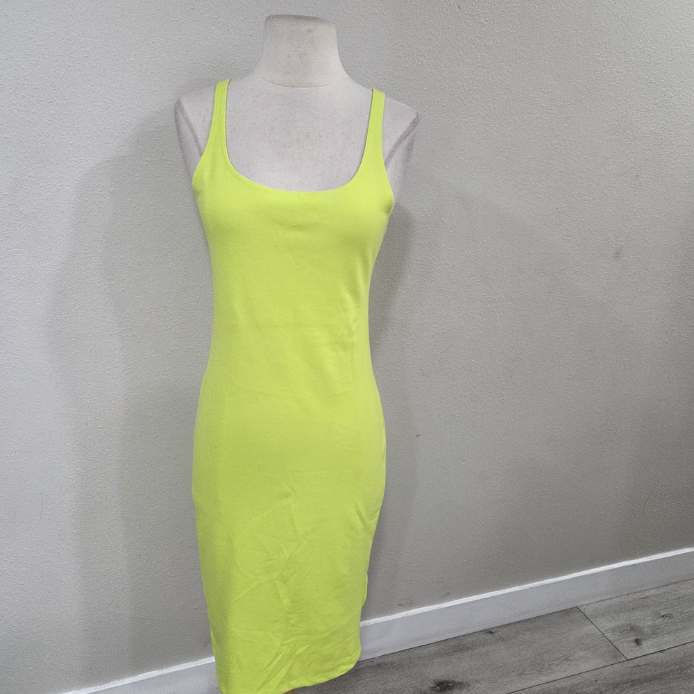 Zara Neon Yellow Sleeveless Midi Dress